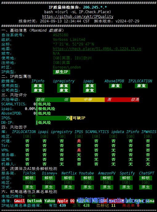 测评六六云英国家宽IP/双ISP/住宅IP VPS,英国原生IP,解锁奈菲油管tiktok,chatgp等流媒体